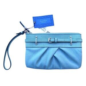 NEW Simply Vera Vera Wang Wristlet Clutch Purse Bag Faux Leather Green Zip Top
